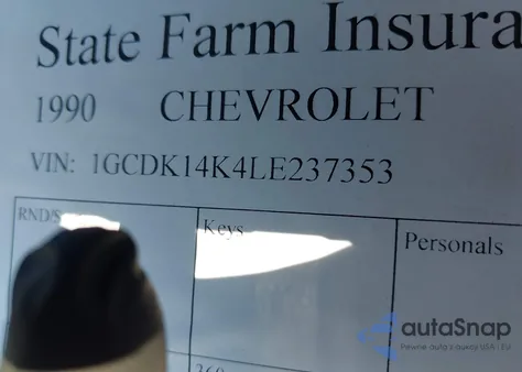 1990 Chevrolet Gmt-400 K1500 из США, поврежденный, VIN 1GCDK14K4LE237353